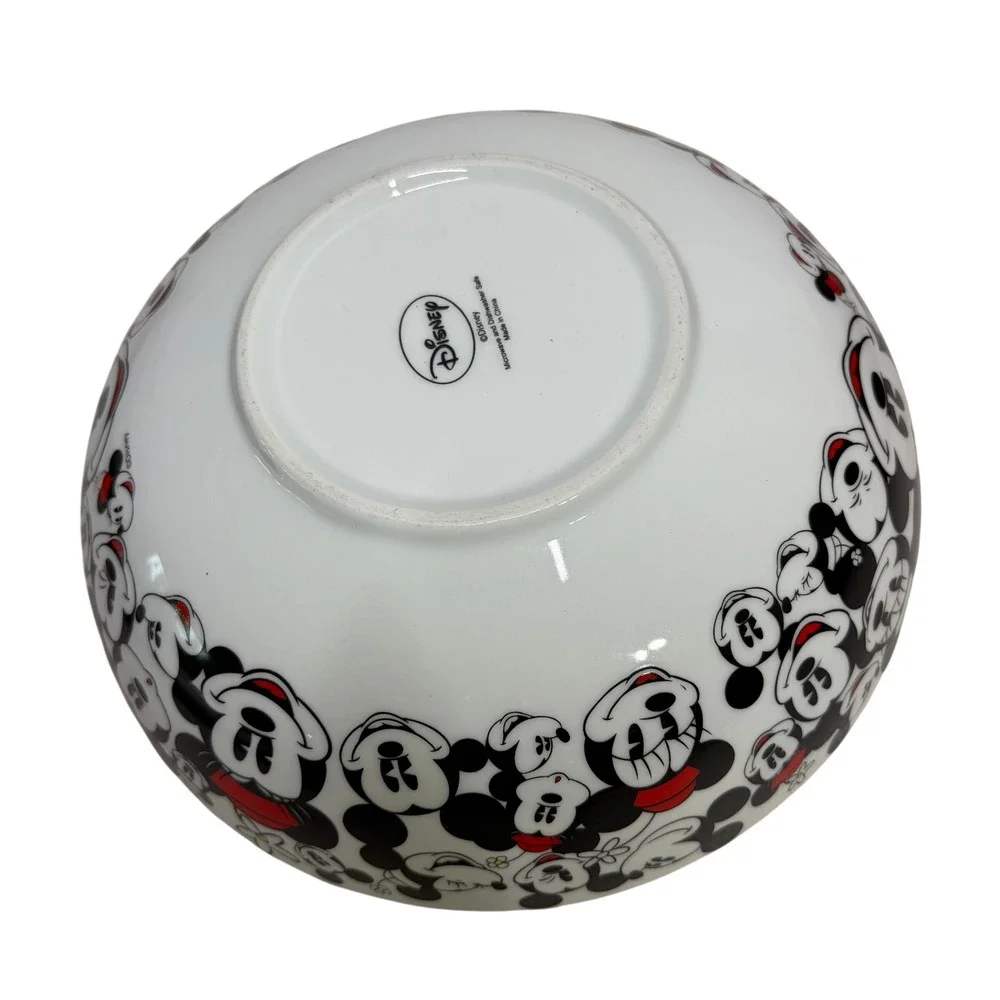 Disney Mickey Mouse Minnie Mouse Ceramic Serving Bowl White Black Red‎ 9.25x3